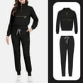 thumbnail image 1 of Womens Scrubs,Scrub for Women Set-Long Sleeve Scrub Top with Zipper & Jogger Pants Medical Uniform Suit - Black - XS, 1 of 4