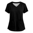 thumbnail image 1 of Womens Scrubs Tops, V-Neck Breathable Scrub Tops Woment with Pocket Stretch Fabric Scrubs for Women, Medical Scrub Shirt Black 2XL, 1 of 4