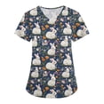 thumbnail image 1 of Womens Scrubs Tops，Womens Scrub Tops - Short Sleeve V-Neck Easter Printed Scrub Top Women Uniform Shirts with Side Pockets，Purple，L, 1 of 4
