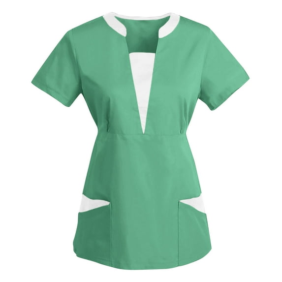 Womens Scrubs V Neck Short Sleeve Nursing Tops School Uniform for Girls Pantalones De Trabajo Para Mujer Uniform Shirts for Men, Mint Green 2XL