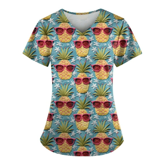 Womens Scrubs Work Casual Crop Scrub for Women Short Sleeve Summer with Pockets