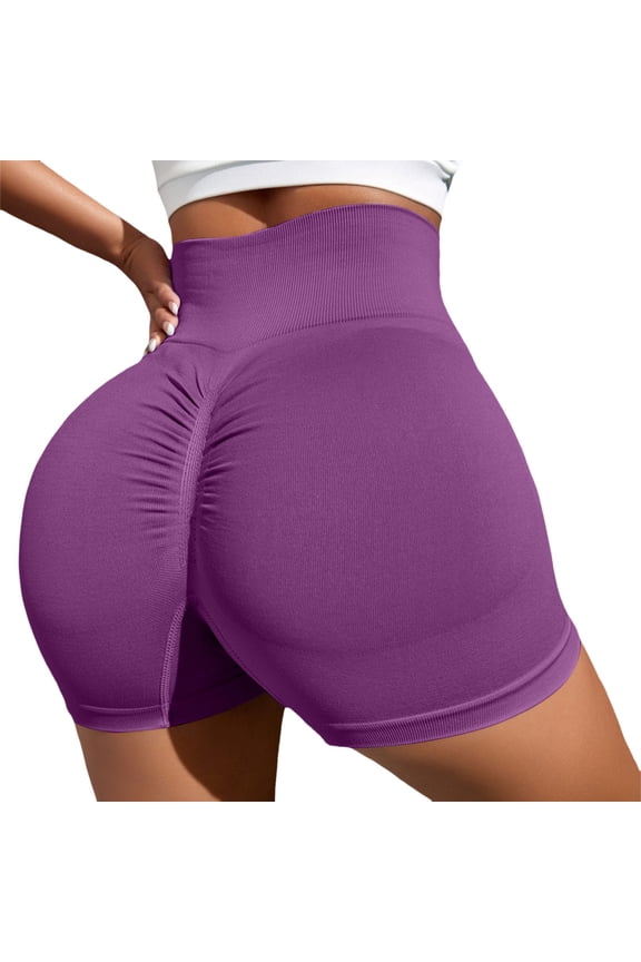Womens Scrunch Butt Lifting Workout Shorts - 3.6/4.5/6 Inch Inseam Seamless Booty Shorts - Low Ribbed Waist Sweat-Wicking Gym Wear