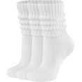 thumbnail image 1 of Womens Scrunch Crew Socks Retro Soft Cotton Cozy Slouchy Socks for Sneakers Boot 3 Pairs, 1 of 6