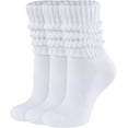 thumbnail image 1 of Womens Scrunch Crew Socks Retro Soft Cotton Cozy Slouchy Socks for Sneakers Boot 3 Pairs, 1 of 6