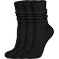 thumbnail image 1 of Women's Scrunch Crew Socks, Retro Solid Slouch Mid Calf Socks, Casual Athletic Socks for Women, 1 of 5