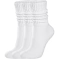 thumbnail image 1 of Womens Scrunch Crew Socks: Retro Solid Slouch Mid Calf Socks - Cotton Casual Athletic Socks, 1 of 4