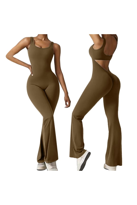 Womens Scrunch Jumpsuits 2024 Crew Neck Seamless Romper V Back Gym Booty Leggings Bodycon Workout Yoga Unitard Prom Jumpsuits Short Sleeve Pants Suits for Women Shear Jumpsuit Jumpsuits for Women