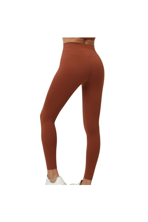 Womens Scrunch Workout Leggings Seamless High Waisted Butt Lifting Fitness Gym Pants Stretch Tights Brown