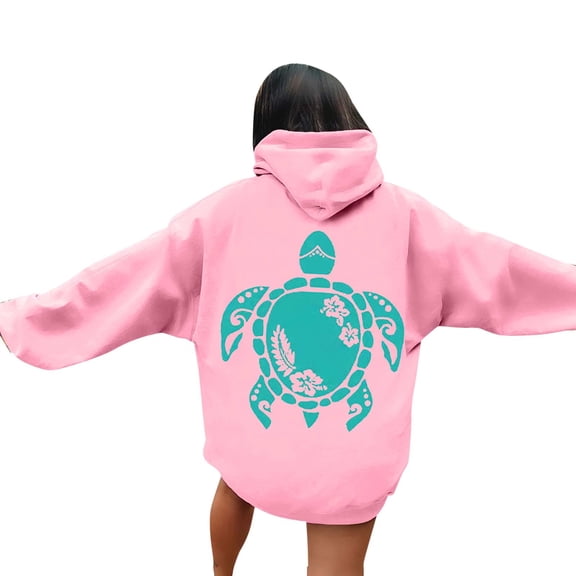 Womens Sea Turtle Print Hoodies Long Sleeve Hooded Sweatshirt Fall Casual Pullover