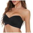 thumbnail image 1 of Womens Seamless Bandeau Bras Plus Size Full Coverage Unlined Underwire Minimizer Strapless Bra for Large Bust,Black 1,36 B, 1 of 4