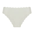 thumbnail image 1 of Womens Seamless Bikini Briefs No Show Underwear - Scalloped Edge Soft Nylon Spandex Mid Rise Stretchy Breathable Everyday Panties Gray,Size XS, 1 of 7