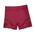 thumbnail image 1 of Womens Seamless Boyshort Panties No Show Underwear with Lace Trim, Burgundy, Full Coverage Comfort Fit Mid Rise,Size S, 1 of 4