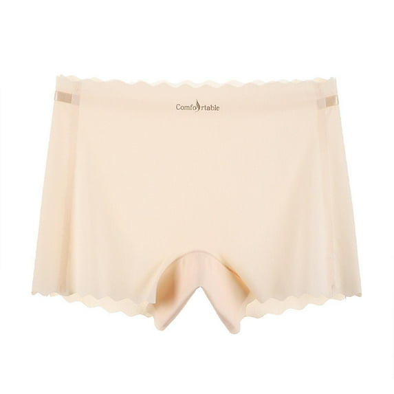 Womens Seamless-Boyshorts Casual High Waisted Wave-Bottom Comfort Silk Underwear Leggings Ladies Soft Stretchy Solid Color Panties XL-3X