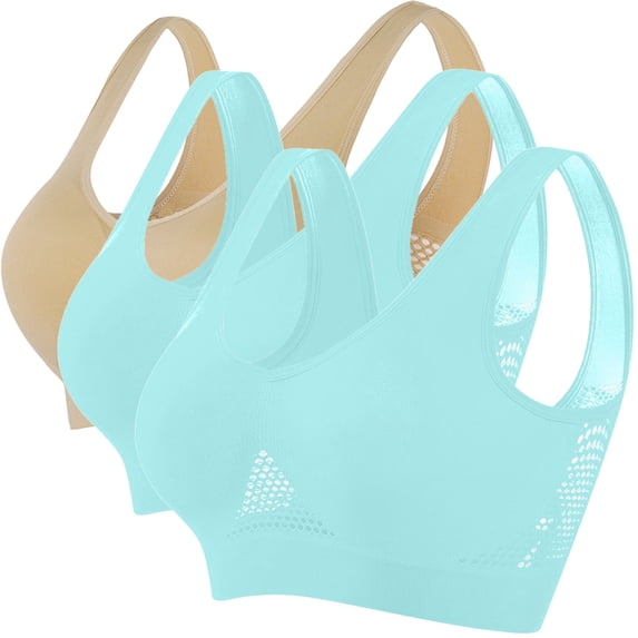 Womens Seamless Bra No Underwire Comfort Push Up Bras Buttery Soft Sports Bra Wirefree Yoga Bra With Removable Pads Beige-21 3XL