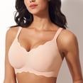 thumbnail image 1 of Womens Seamless Bras No Underwire Supportive Wireless Push Up Full Coverage Bralette Comfort Scalloped T-Shirt Bra Beige XXL, 1 of 9