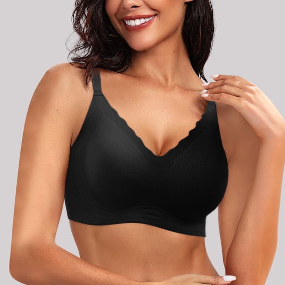 Womens Seamless Bras No Underwire Scalloped Push Up Bras Soft Wireless Comfort Bralettes Full Coverage Everyday Bra Padded Bra No Underwire Super Bra Maternity Bra Padded Bras Sports Small Sports Bra