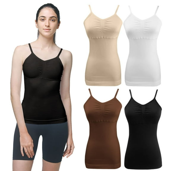 Womens Seamless Camisole with Built In Bra Tummy Control Comfortable Shapewear Tank Top