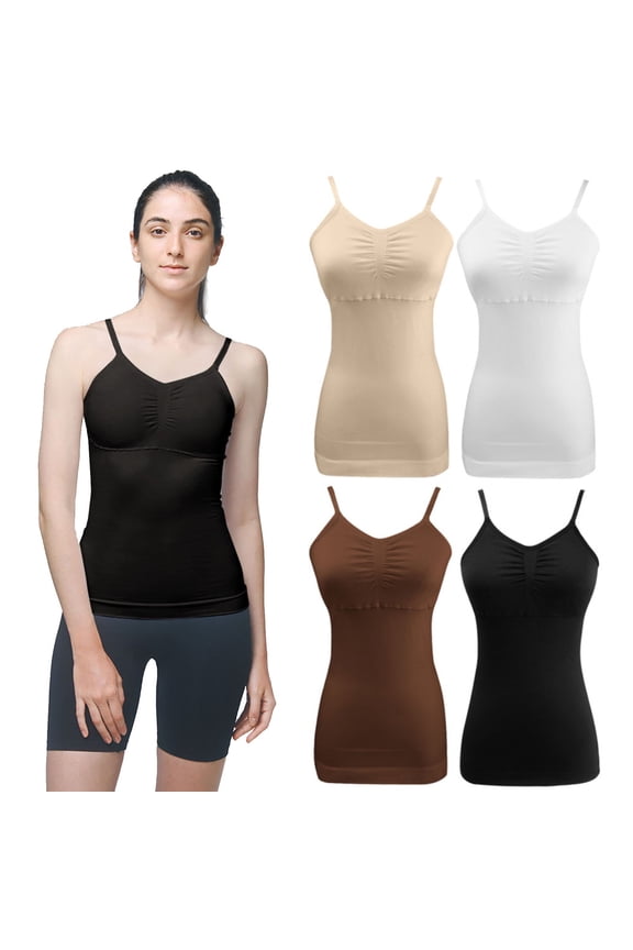 Womens Seamless Camisole with Built In Bra Tummy Control Comfortable Shapewear Tank Top