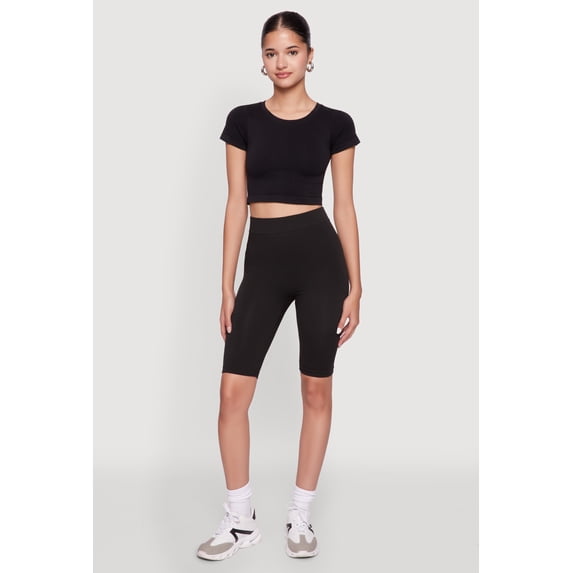 Womens Seamless Crew Neck Cropped Top