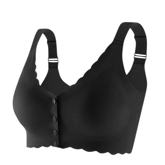 Womens Seamless Everyday Bras, Front Close Wireless Bras for Women, Smoothing Padded Bralette, Comfortable Snap Closing Bras Full Coverage XL-3XL