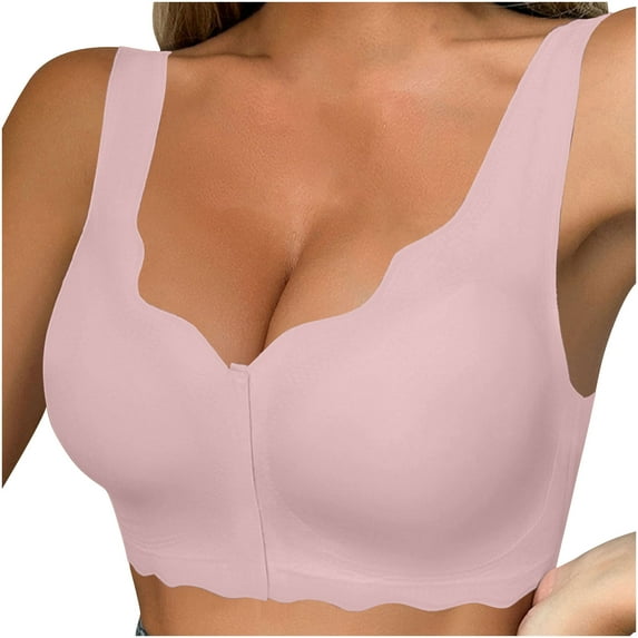 Womens Seamless Everyday Bras, Wireless Support Bras for Women Front Closure Lift No Underwire Comfortable Front Closing Bras S-XL