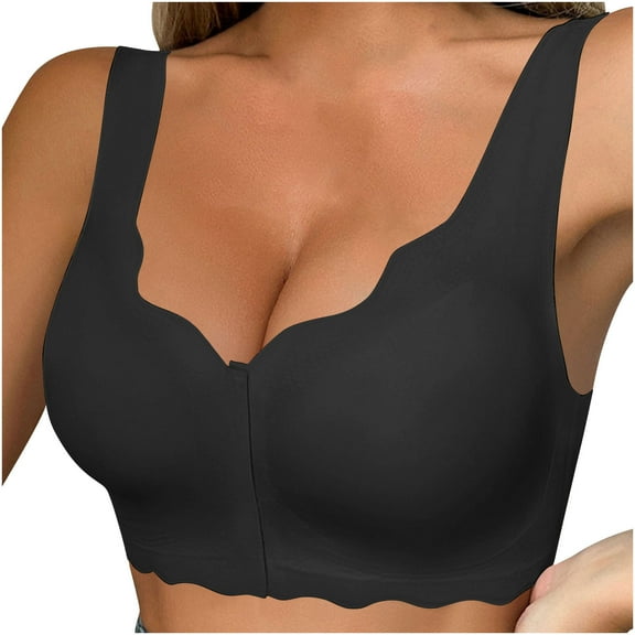 Womens Seamless Everyday Bras, Wireless Support Bras for Women Front Closure Lift No Underwire Comfortable Front Closing Bras S-XL