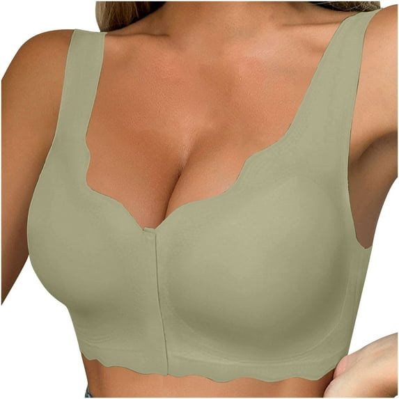 Womens Seamless Everyday Bras, Wireless Support Bras for Women Front Closure Lift No Underwire Comfortable Front Closing Bras S-XL