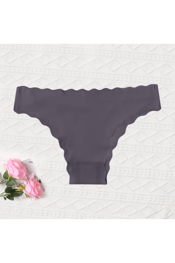 Womens Seamless Fitness Running Gym Panties Ladies Sports Solid Thong Underwear Bikini Briefs Panties for Women Tummy Gray M