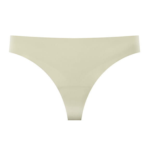 Womens Seamless Ice Silk Thong Underwear - Low Waist, Breathable, Pure Cotton Crotch Bikini Panties