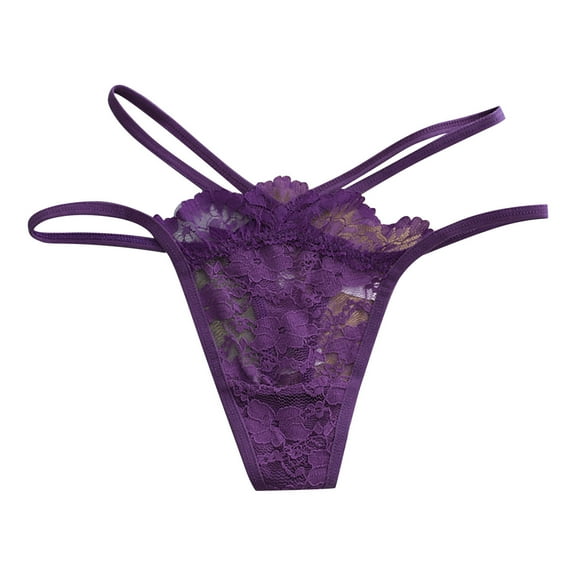 Womens Seamless Lace Jacquard Thong Low Waist Thin Strap Sexy Underwear T String