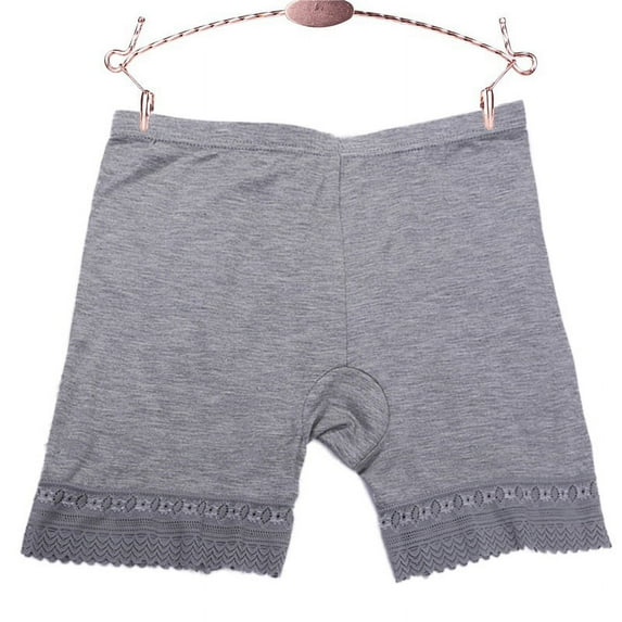 Womens Seamless Lace Safety Pants Modal Mid-Waist Solid Color Anti-Light Safety Boxer Shorts