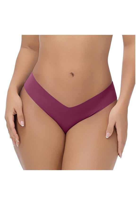 Womens Seamless Low Cut Thong, V Shaped Comfortable Casual Yoga Briefs Womens Tummy Underwear L
