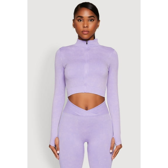 Womens Seamless Mineral Wash Crop Track Jacket