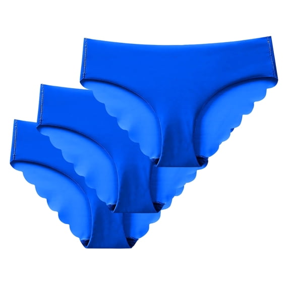 VONCOS Womens Seamless No Show Cheeky Panties 3-Pack, Low Rise Invisible Underwear for Leggings & Yoga, Tag-Free Multipack, Royal Blue,Size L