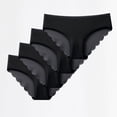 thumbnail image 1 of Womens Seamless No Show Panties Breathable Moisture Wicking Mid Rise Underwear 4 Pack Black,Size M, 1 of 5