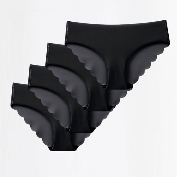 Womens Seamless No Show Panties Breathable Moisture Wicking Mid Rise Underwear 4 Pack Black,Size M