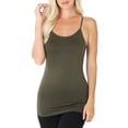 thumbnail image 1 of Womens Seamless Nylon Solid Cami Long Tank Top, 1 of 7