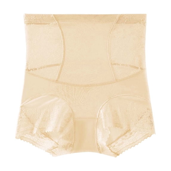 Womens Seamless Panties High Waisted Breathable Briefs Soft Stretchy Quick Dry Solid Color Underwear Beige 2XL