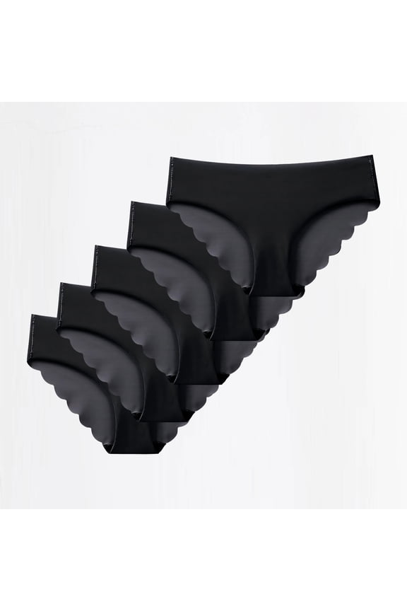 Womens Seamless Panties No Show Underwear Briefs 5 Pack Full Coverage Breathable Elastic Stretch Invisible Panties Multipack S-XXL Black,Size 2XL