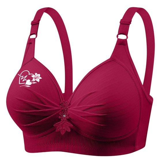 Womens Seamless Push Up Bras Full Coverage Comfortable Bra V Neck Wireless Everyday T-Shirt Bralettes Underwear Red 3X-Large