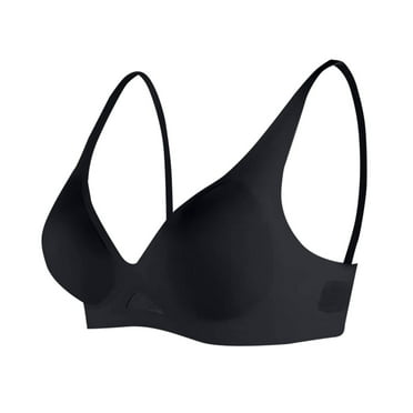 Womens Seamless Push Up Bras No Underwire Full Coverage Comfortable V Neck Bralettes Wireless Everyday Bra,Black,36 B