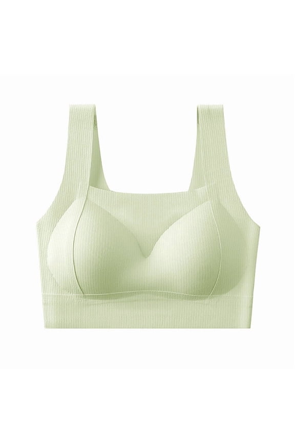 Womens Seamless Push-Up Sports Bra, Wireless Supportive Comfortable Bras Pull on Yoga Tank Tops Bralette Green XXL