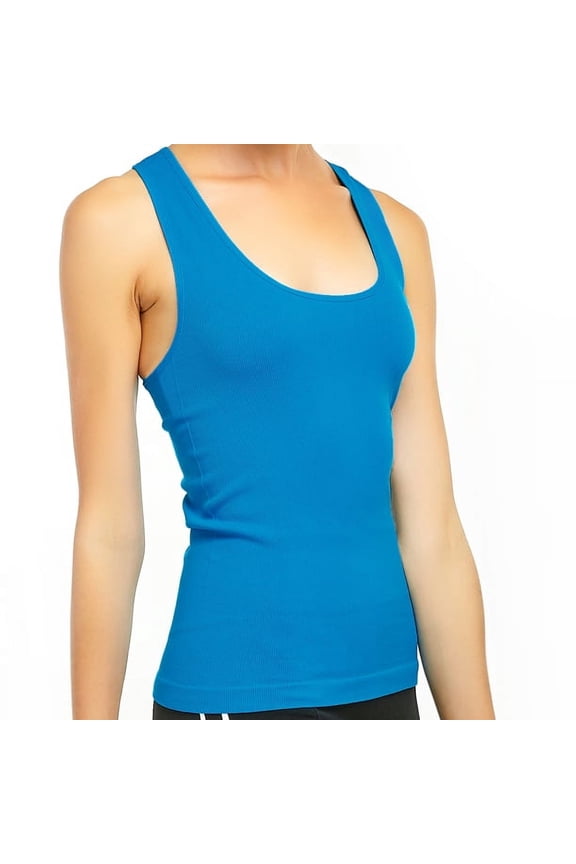 Womens Seamless Racerback Tank Top Stretch Sleeveless Basic Cami Turquoise New