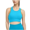 thumbnail image 1 of Womens Seamless Ribbed Longline High Neck Sports Bra - Racerback Slim Fit Crop Tank Tops Wirefree Yoga Active Bras, 1 of 6