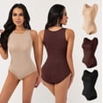 thumbnail image 1 of Womens' Seamless Sleeveless Bodysuit Women Wrap Waist Belt Body Shaper Plus Size Waist Trainer Shapeware Black Xxl, 1 of 6