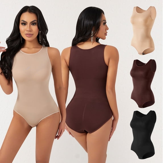 Womens' Seamless Sleeveless Bodysuit Women Wrap Waist Belt Body Shaper Plus Size Waist Trainer Shapeware Black Xxl