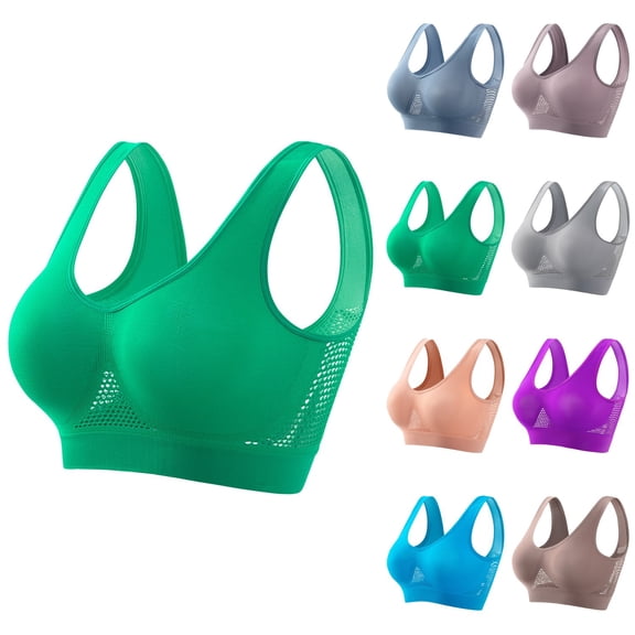 Womens Seamless Sports Bra, Full Support Wirefree Yoga & Sleep Bra, Breathable Air Running Bras Unpadded & Padded