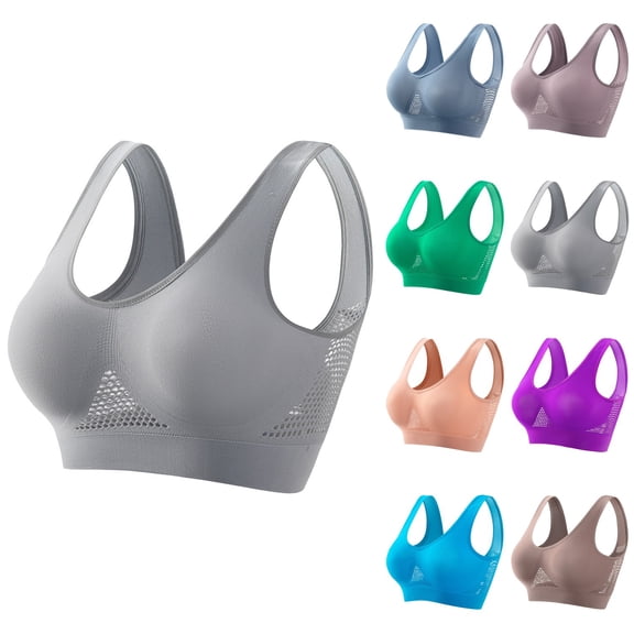 Womens Seamless Sports Bra, Full Support Wirefree Yoga & Sleep Bra, Breathable Air Running Bras Unpadded & Padded