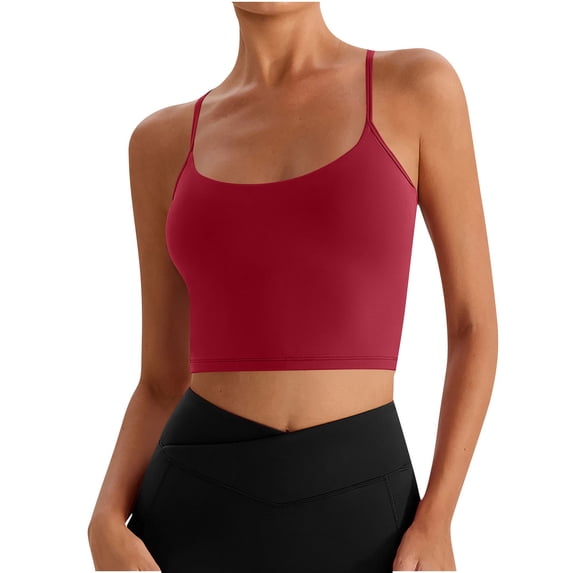 Womens Seamless Sports Bra Workout Crop Top Ribbed Padded Longline Wirefree Medium Support Tank Tops Fitness