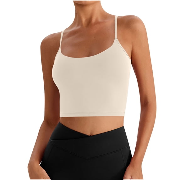 Womens Seamless Sports Bra Workout Crop Top Ribbed Padded Longline Wirefree Medium Support Tank Tops Fitness